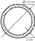 Труба нержавеющая 14х2 мм.  12Х18Н10Т  бесшовная, круглая, матовая